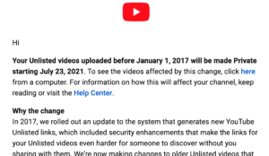 YouTube will Private Old Unlisted Videos Next Month